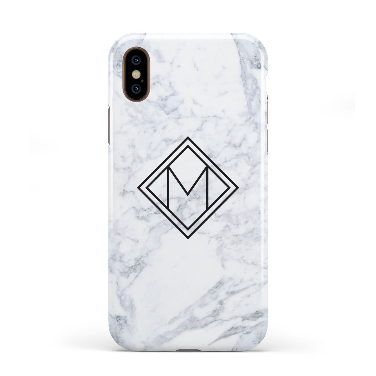 Personalised Marble Customised Initials Apple iPhone XS 3D Tough