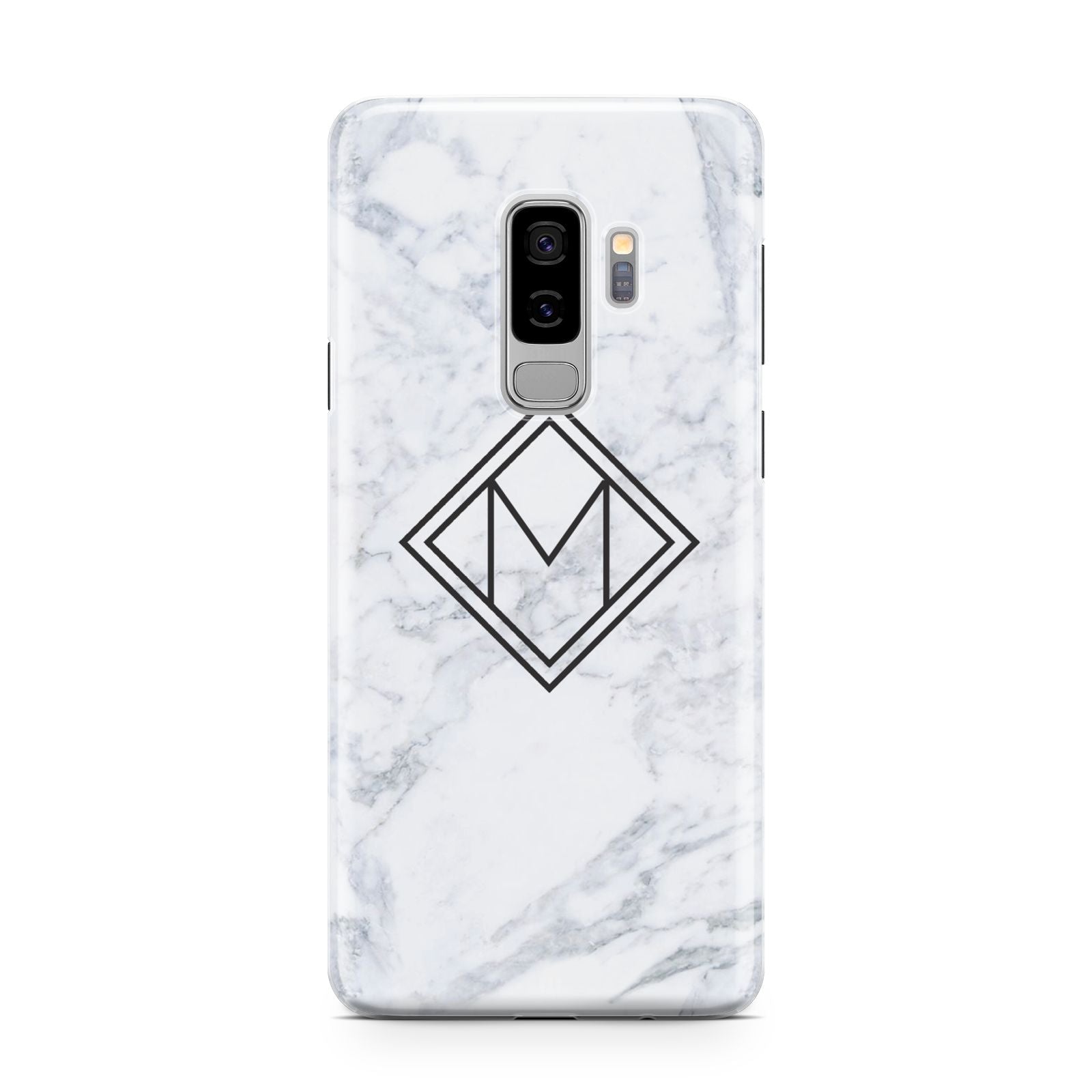 Personalised Marble Customised Initials Samsung Galaxy S9 Plus Case on Silver phone