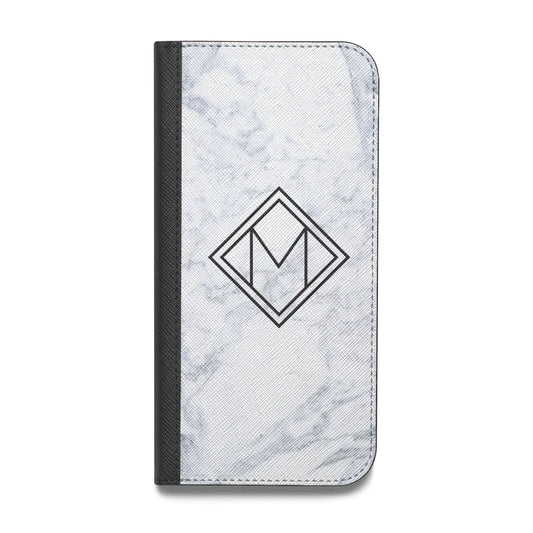 Personalised Marble Customised Initials Vegan Leather Flip iPhone Case