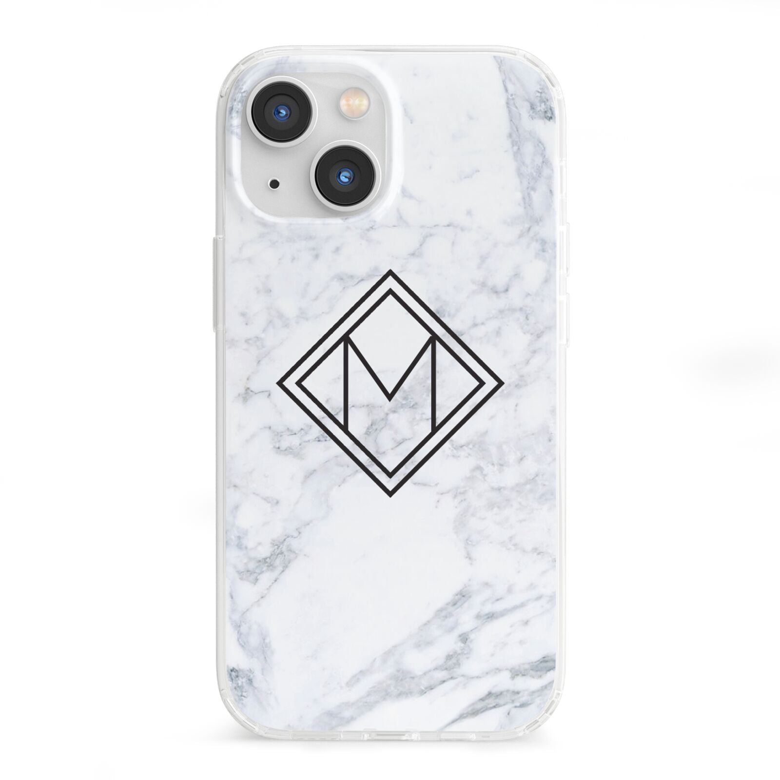 Personalised Marble Customised Initials iPhone 13 Mini Clear Bumper Case