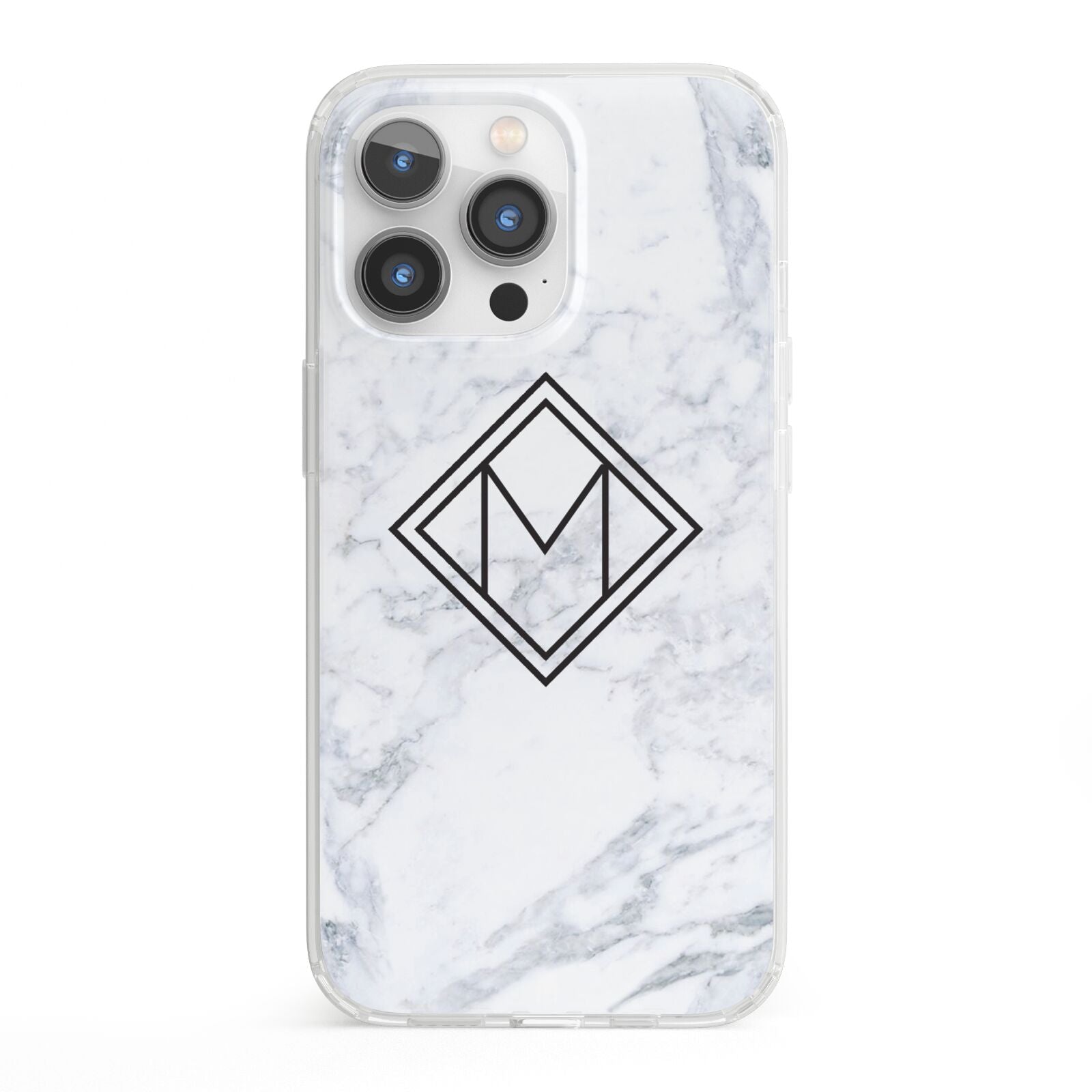 Personalised Marble Customised Initials iPhone 13 Pro Clear Bumper Case