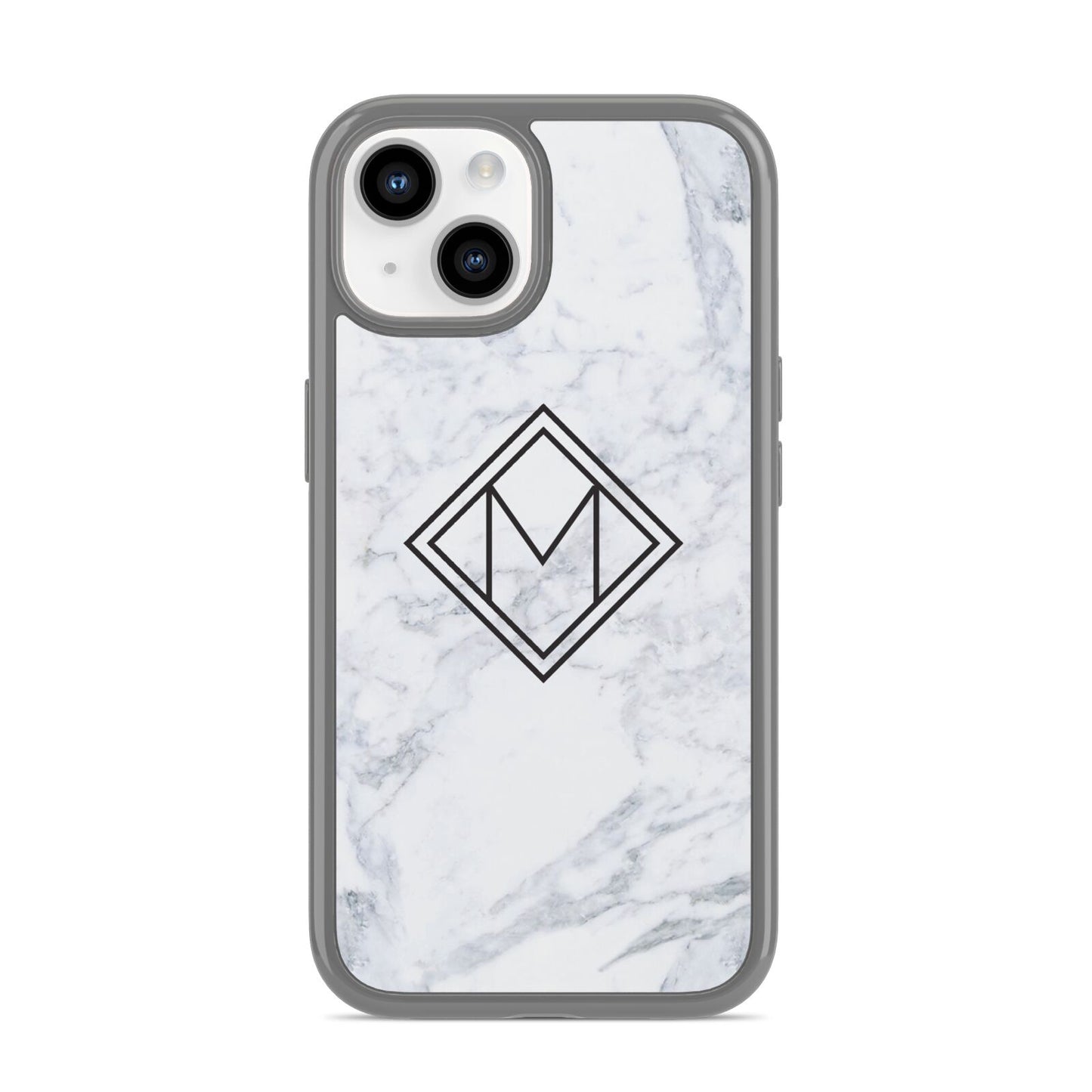 Personalised Marble Customised Initials iPhone 14 Clear Tough Case Starlight