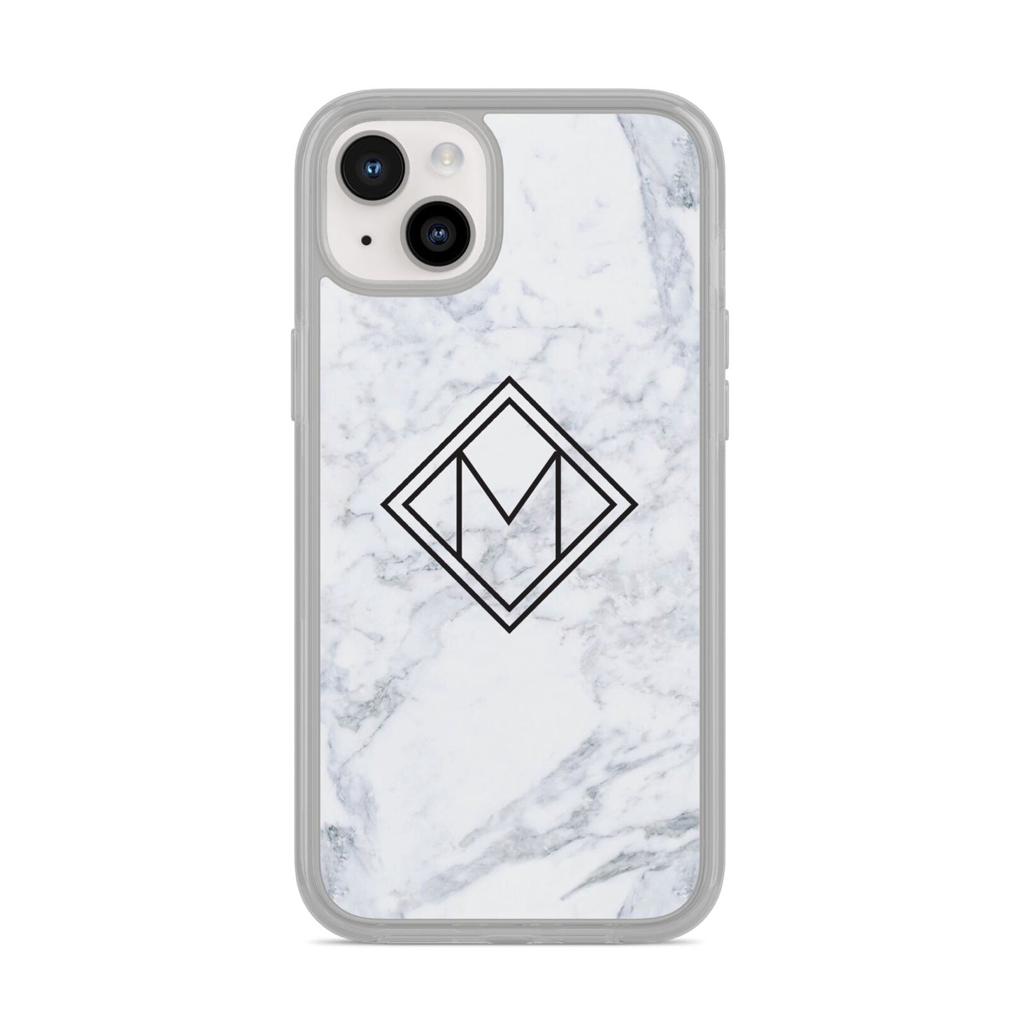 Personalised Marble Customised Initials iPhone 14 Plus Clear Tough Case Starlight