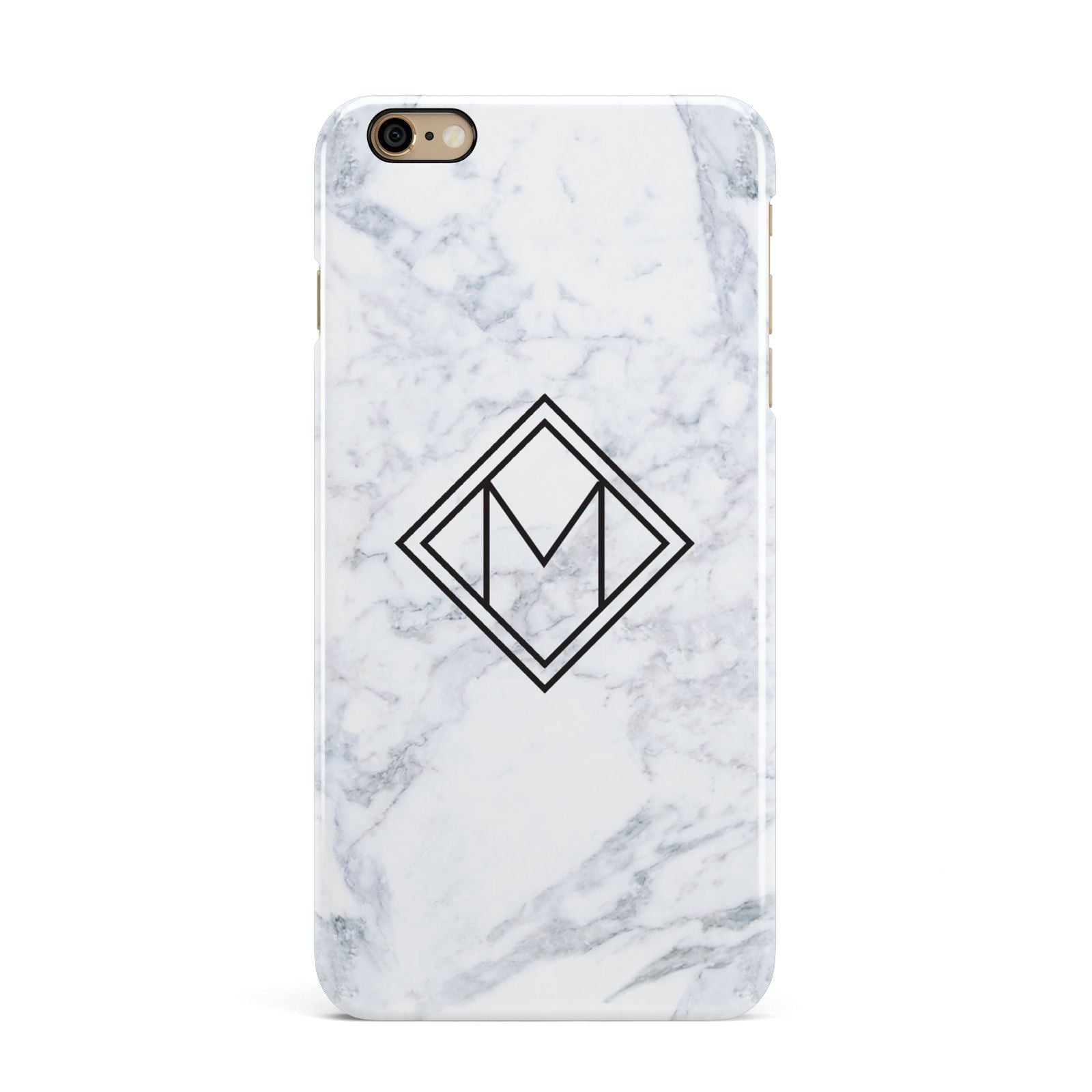 Personalised Marble Customised Initials iPhone 6 Plus 3D Snap Case on Gold Phone