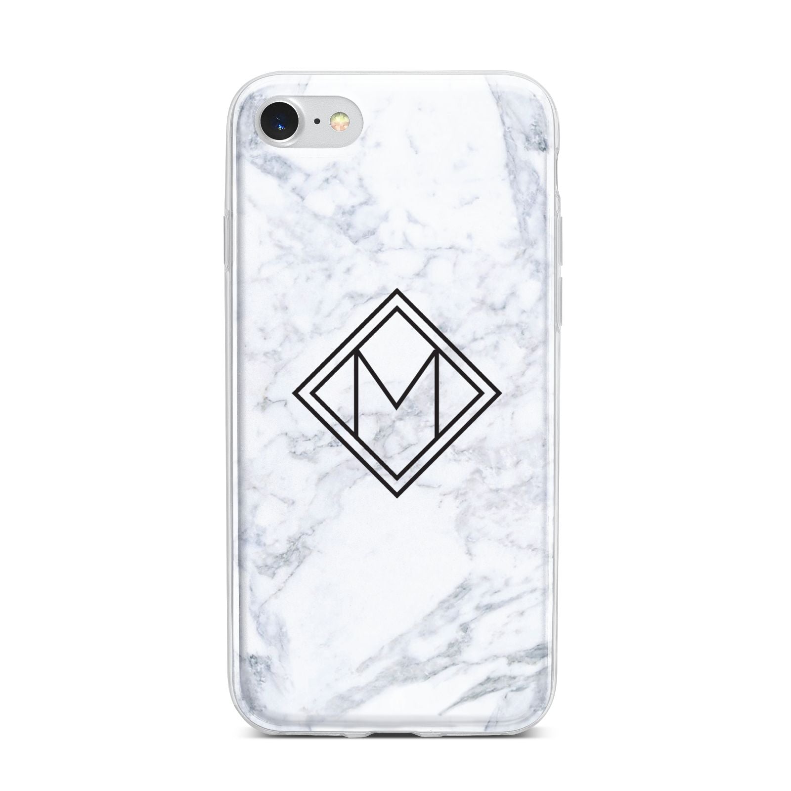 Personalised Marble Customised Initials iPhone 7 Bumper Case on Silver iPhone