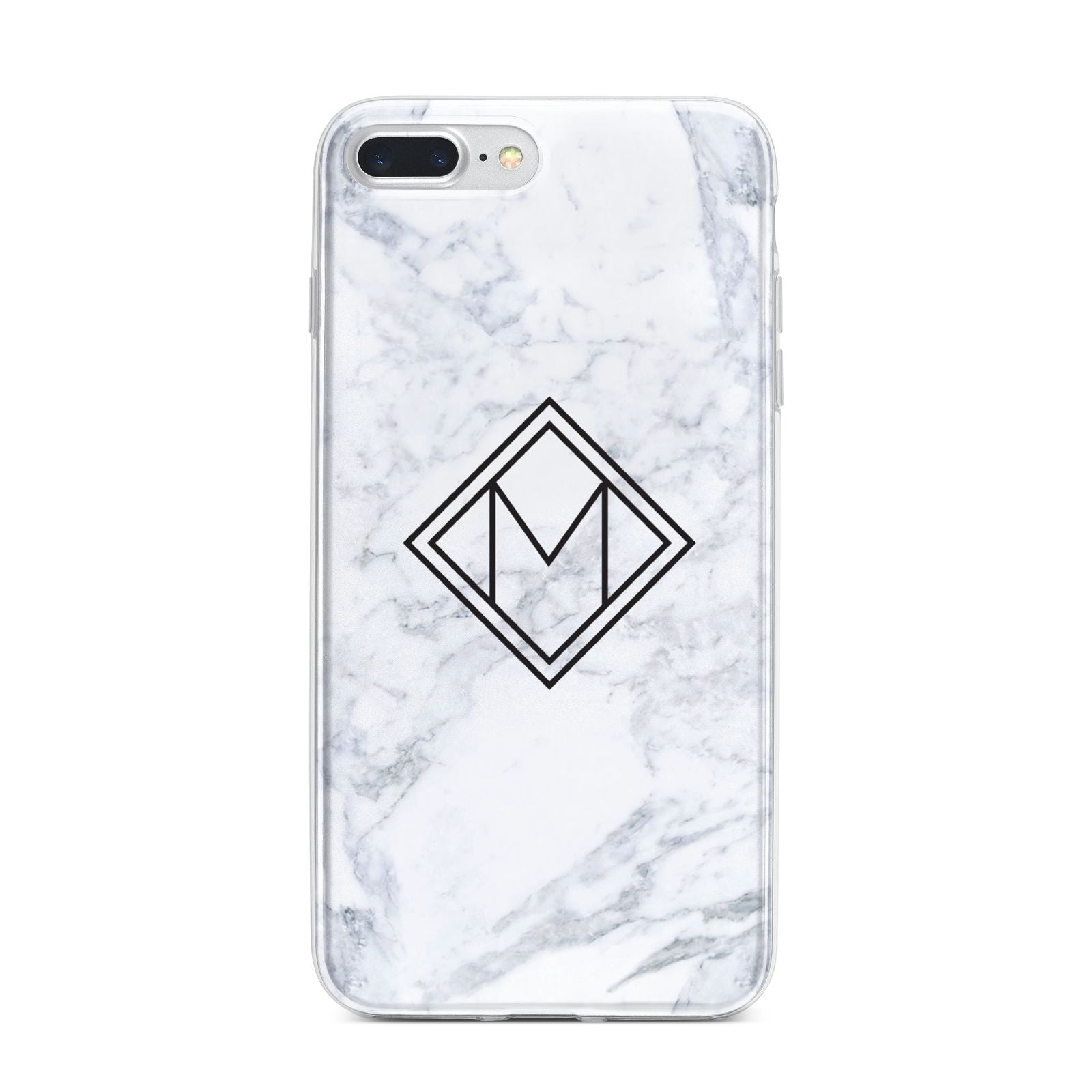 Personalised Marble Customised Initials iPhone 7 Plus Bumper Case on Silver iPhone