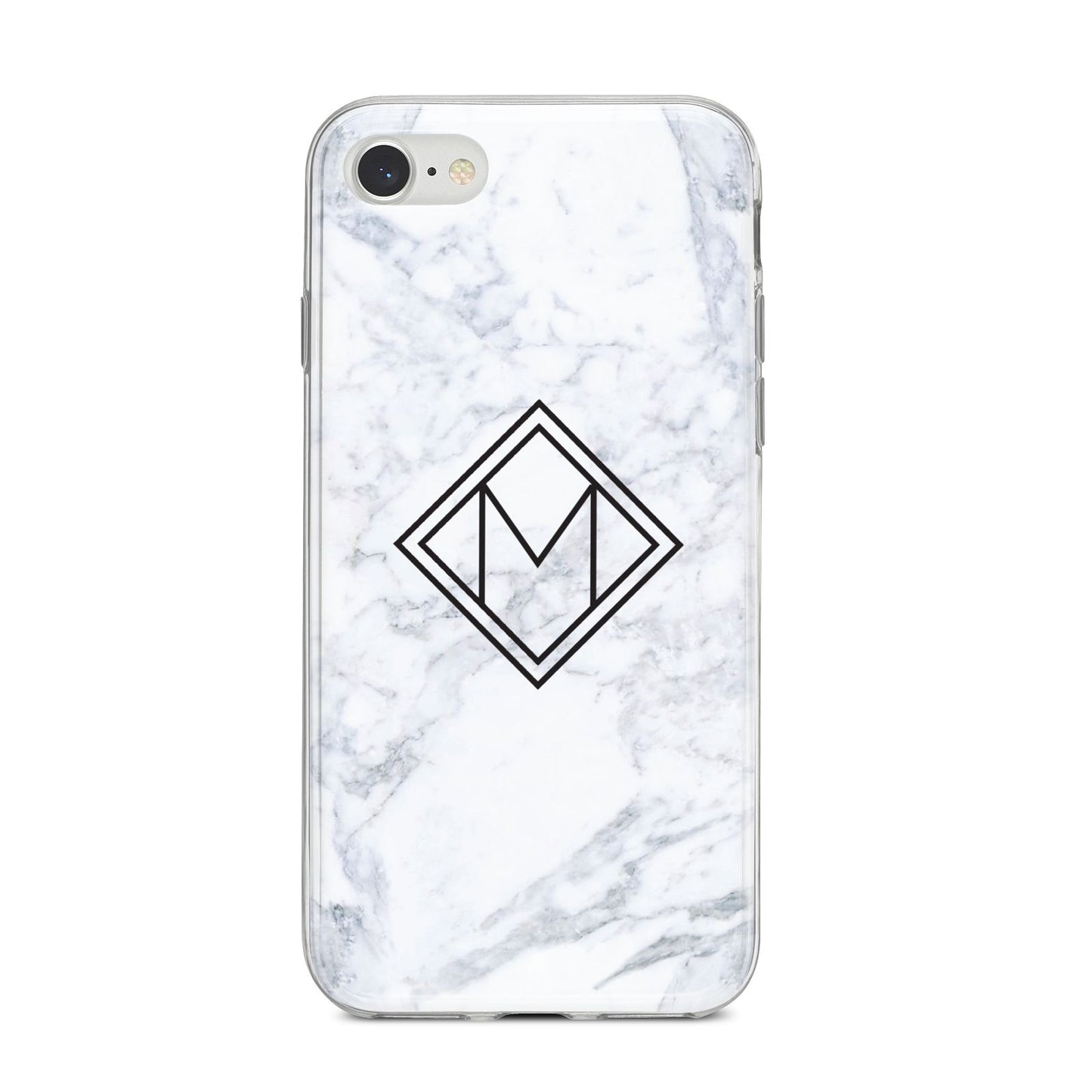 Personalised Marble Customised Initials iPhone 8 Bumper Case on Silver iPhone