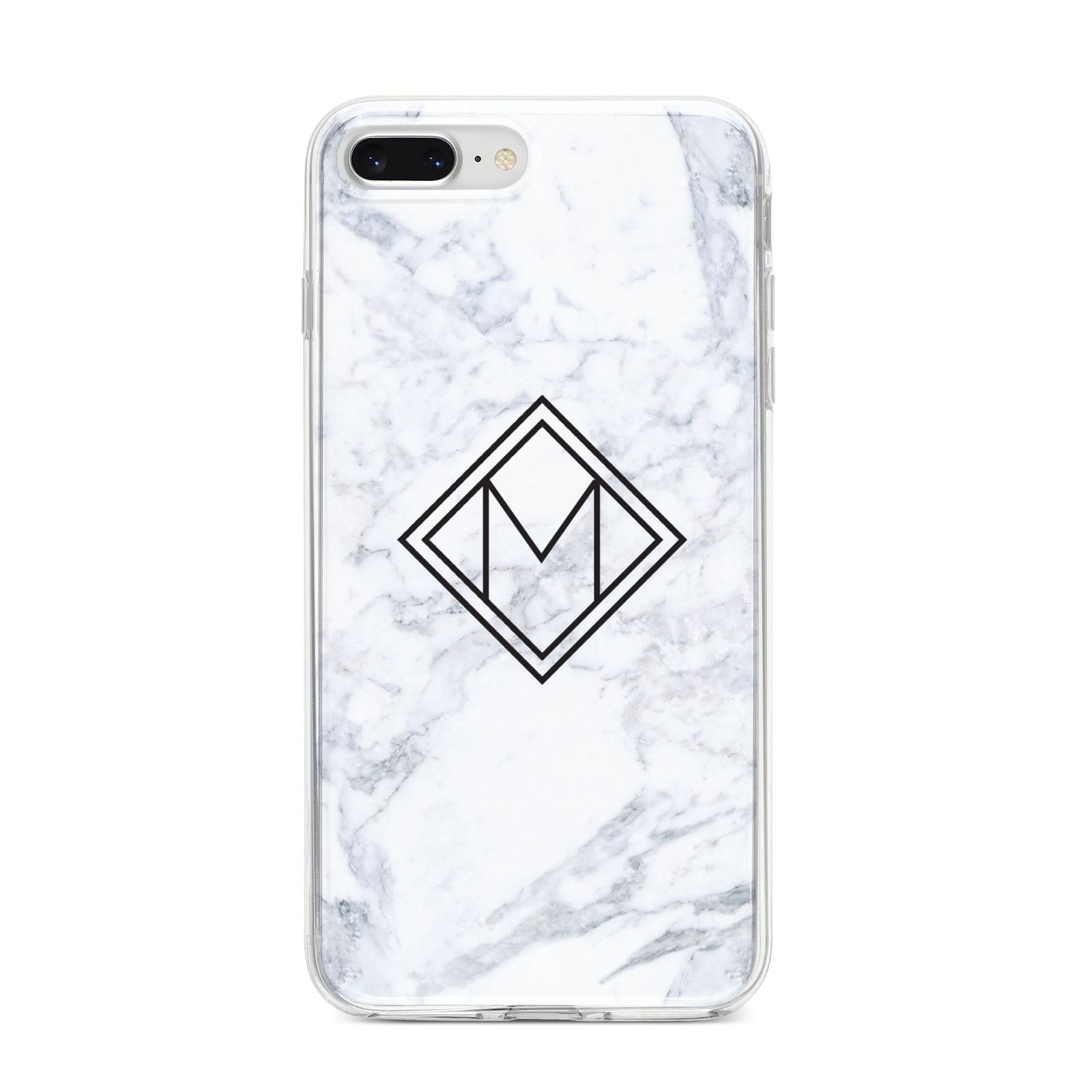 Personalised Marble Customised Initials iPhone 8 Plus Bumper Case on Silver iPhone