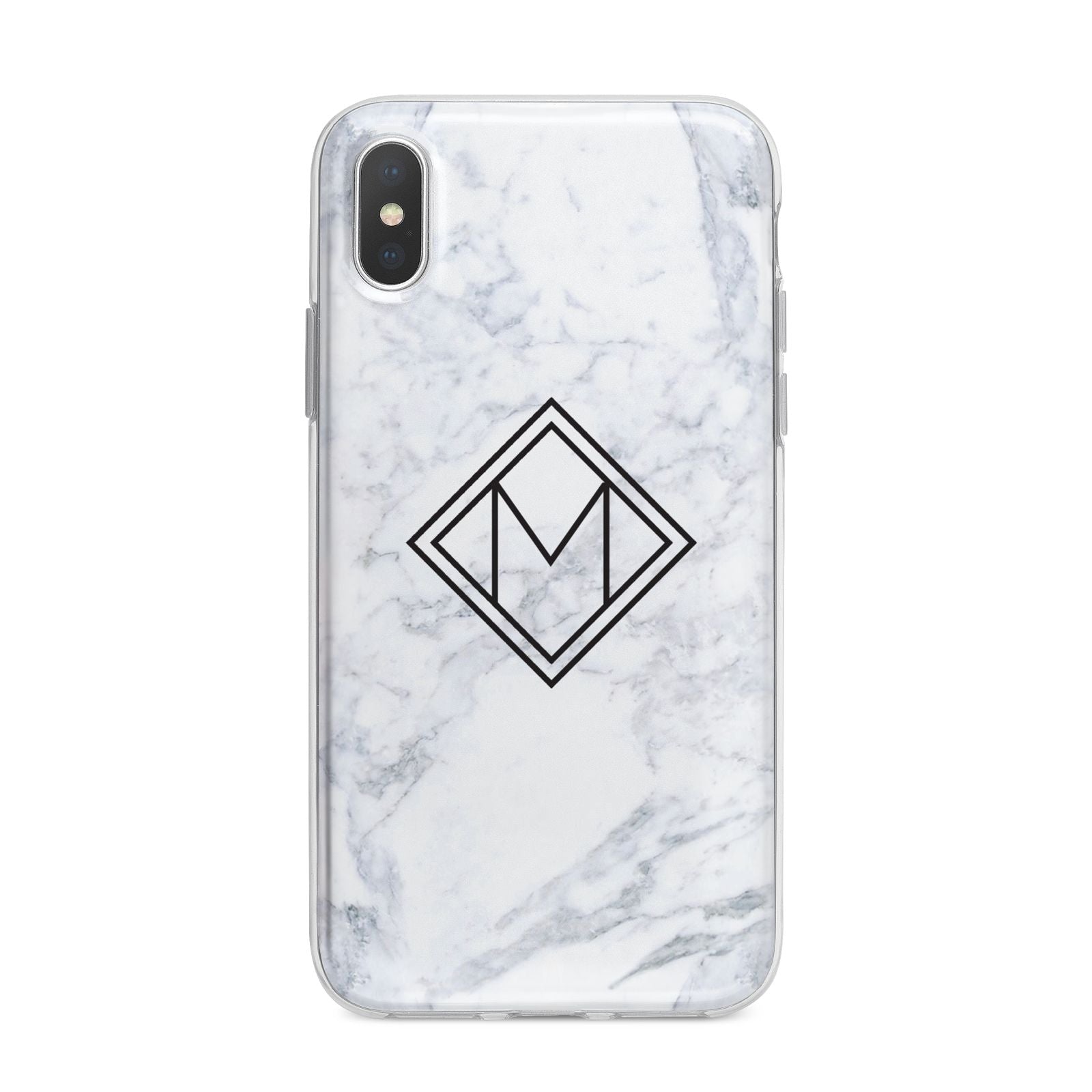 Personalised Marble Customised Initials iPhone X Bumper Case on Silver iPhone Alternative Image 1