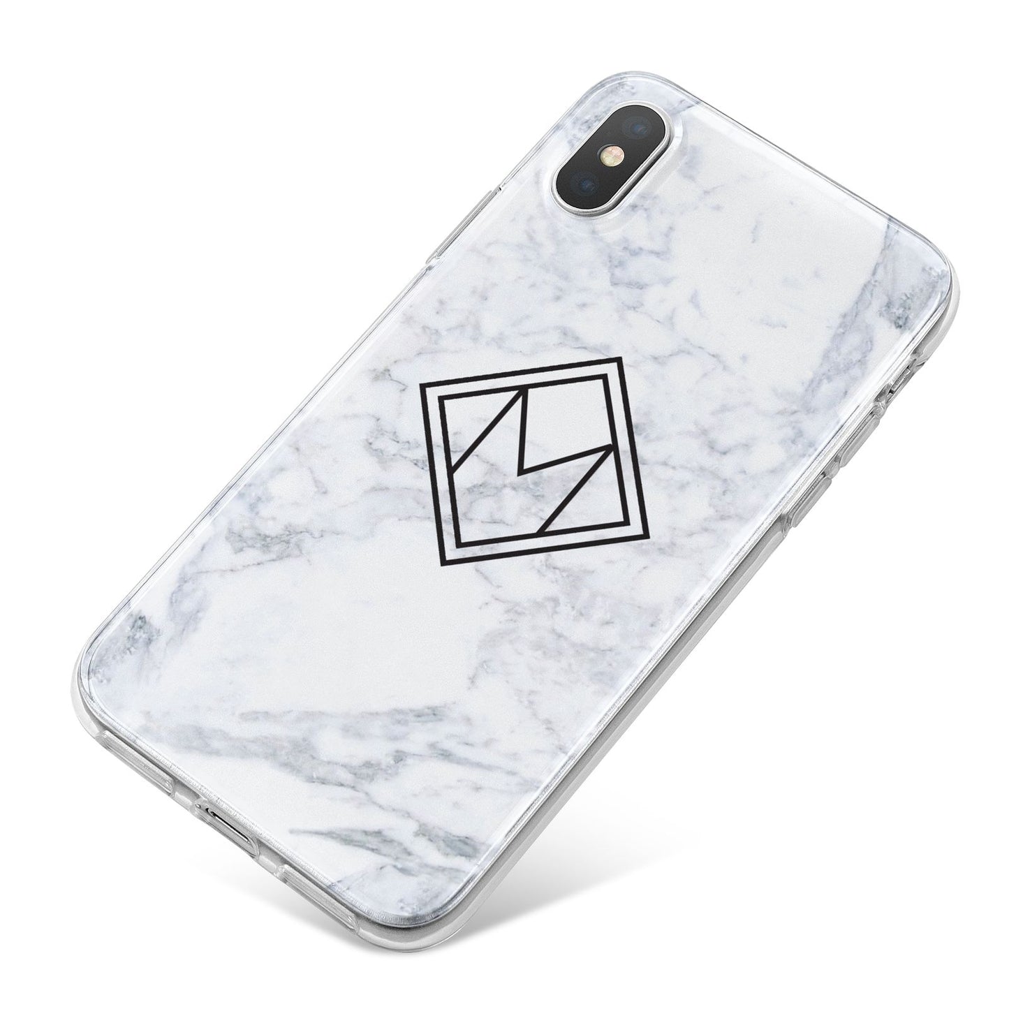 Personalised Marble Customised Initials iPhone X Bumper Case on Silver iPhone