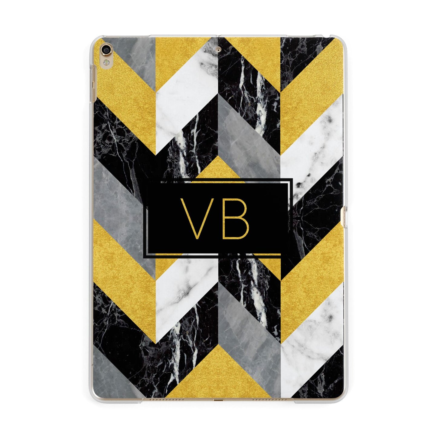 Personalised Marble Effect Initials Apple iPad Gold Case