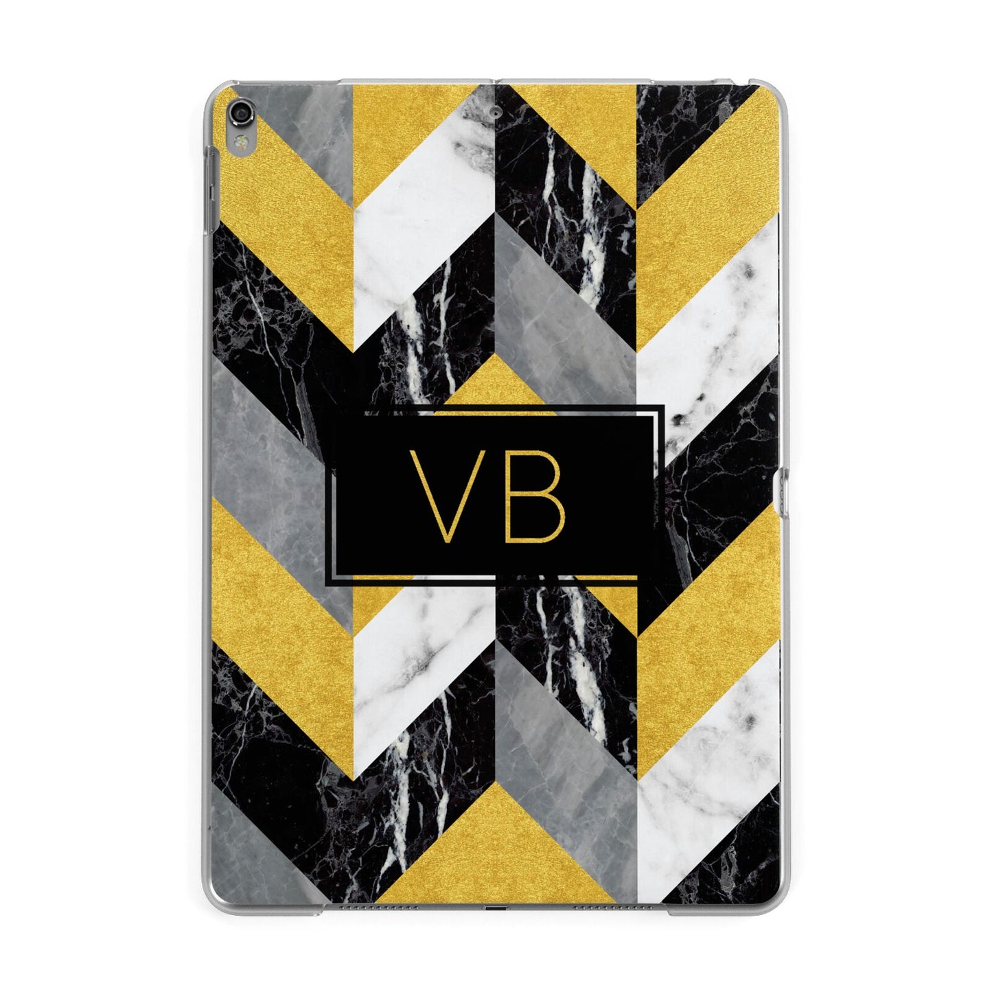 Personalised Marble Effect Initials Apple iPad Grey Case