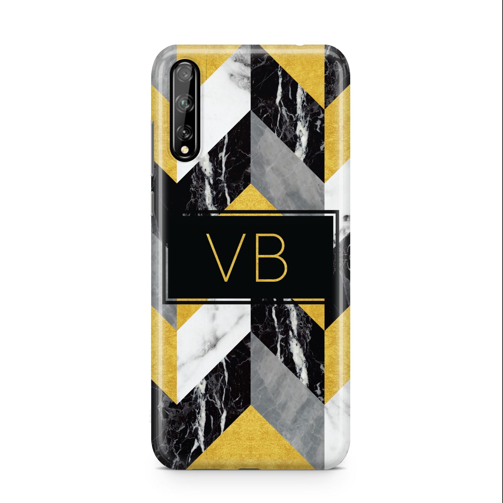 Personalised Marble Effect Initials Huawei Enjoy 10s Phone Case