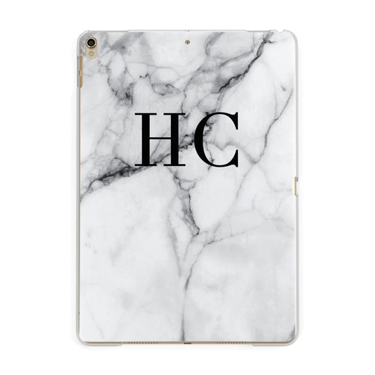 Personalised Marble Effect Initials Monogram Apple iPad Gold Case