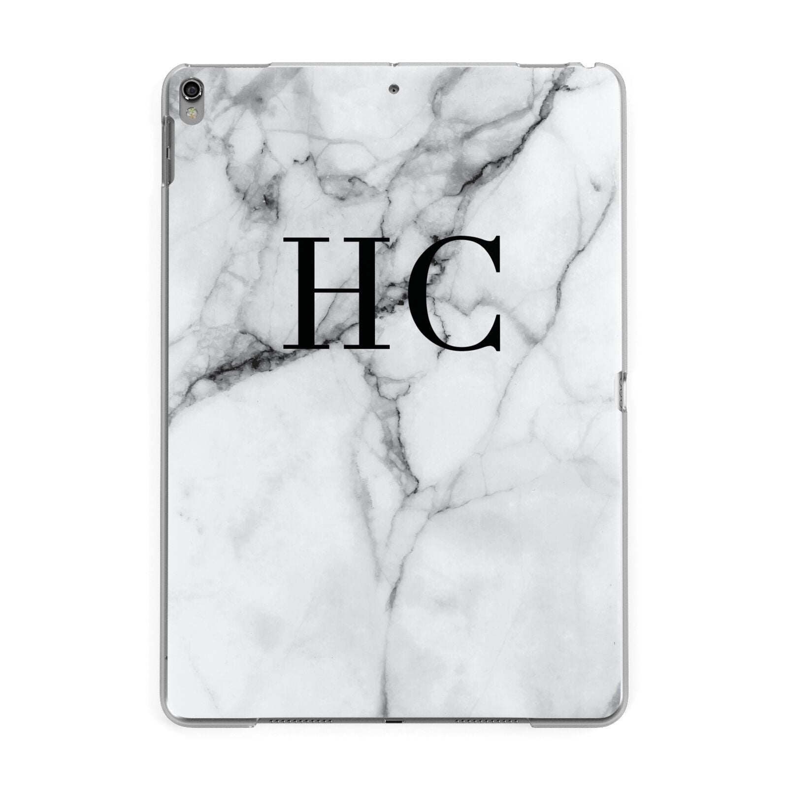 Personalised Marble Effect Initials Monogram Apple iPad Grey Case