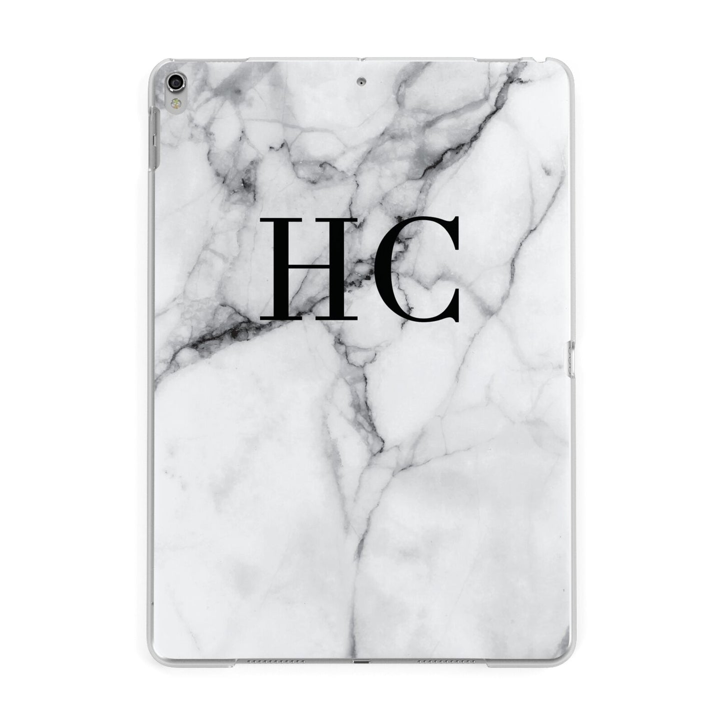 Personalised Marble Effect Initials Monogram Apple iPad Silver Case