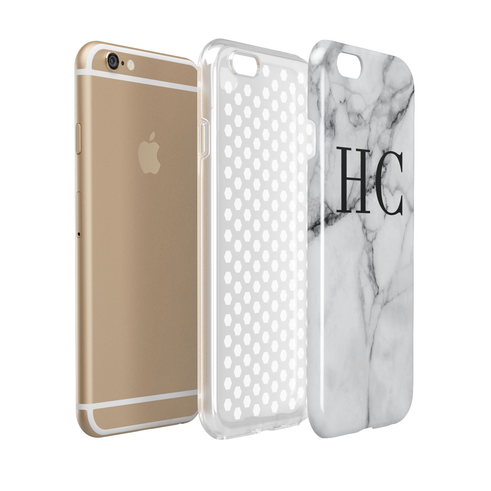 Personalised Marble Effect Initials Monogram Apple iPhone 6 3D Tough Case Expanded view