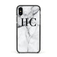 Personalised Marble Effect Initials Monogram Apple iPhone Xs Impact Case Black Edge on Black Phone