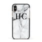 Personalised Marble Effect Initials Monogram Apple iPhone Xs Impact Case Black Edge on Gold Phone