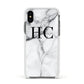 Personalised Marble Effect Initials Monogram Apple iPhone Xs Impact Case White Edge on Black Phone