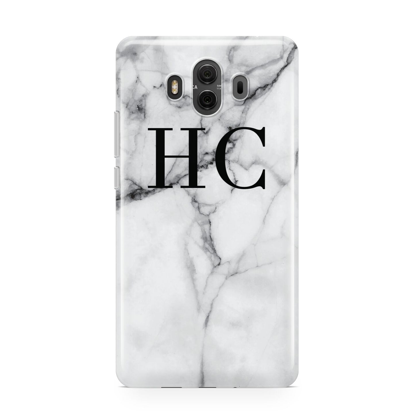 Personalised Marble Effect Initials Monogram Huawei Mate 10 Protective Phone Case