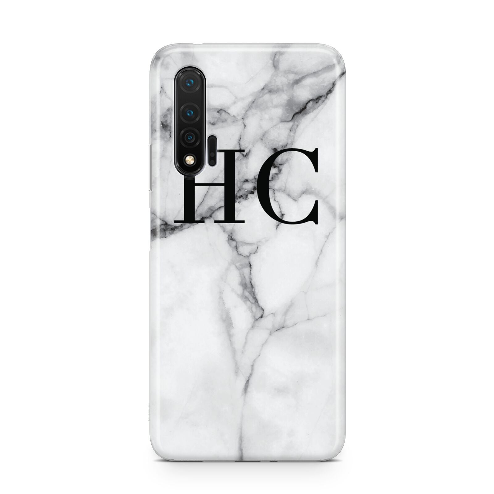 Personalised Marble Effect Initials Monogram Huawei Nova 6 Phone Case