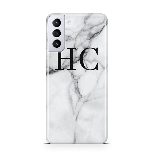 Personalised Marble Effect Initials Monogram Samsung S21 Plus Phone Case