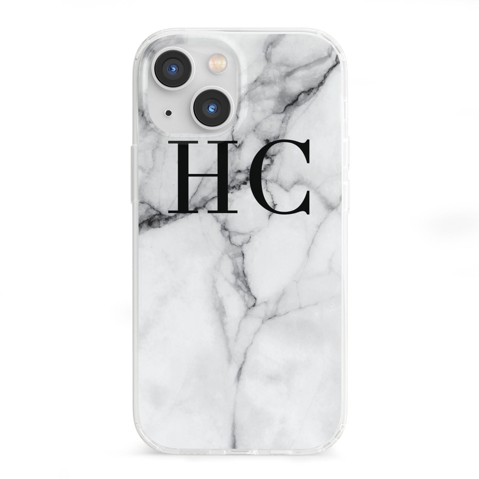 Personalised Marble Effect Initials Monogram iPhone 13 Mini Clear Bumper Case