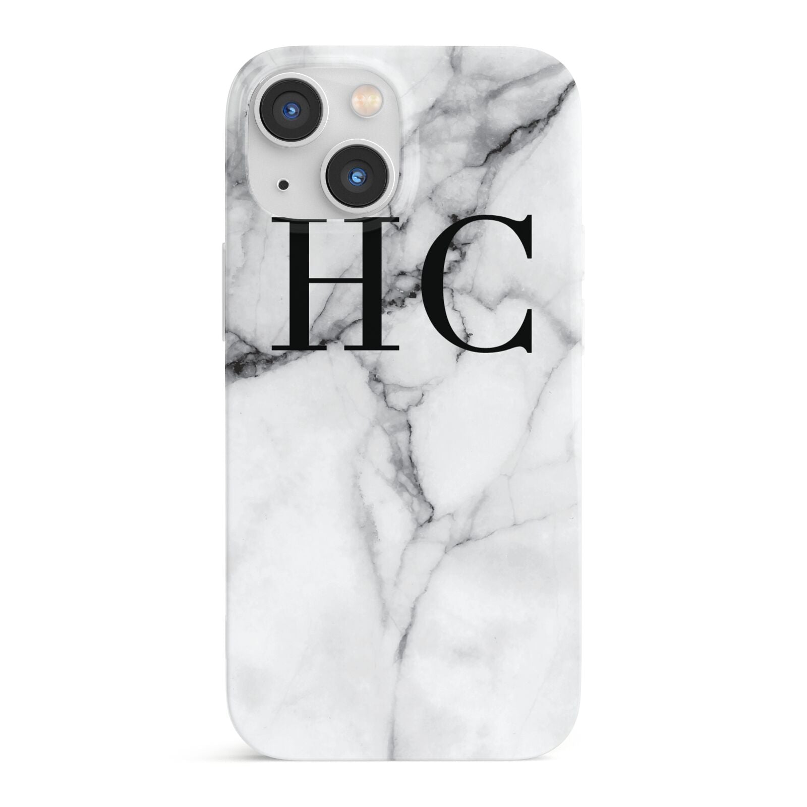 Personalised Marble Effect Initials Monogram iPhone 13 Mini Full Wrap 3D Snap Case