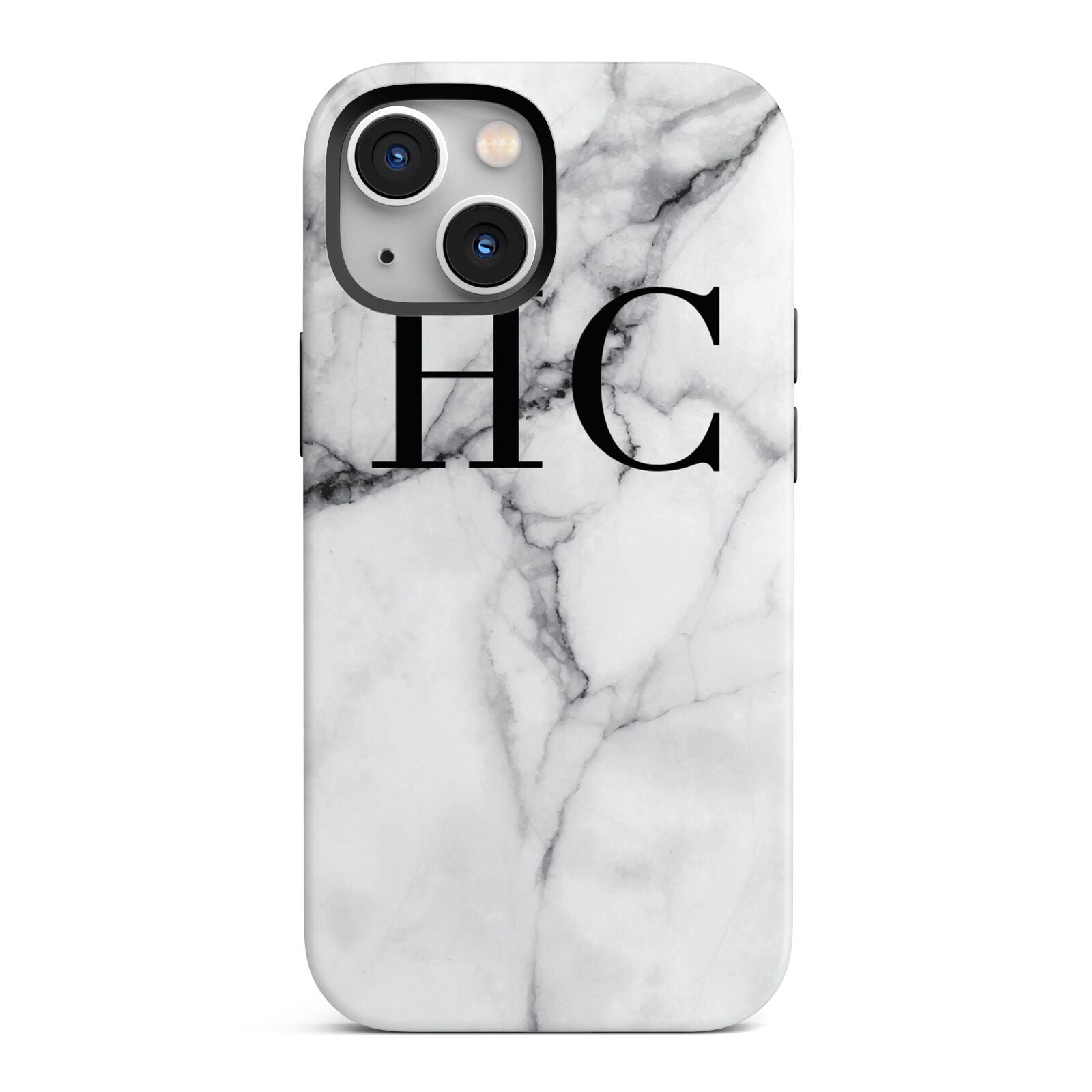 Personalised Marble Effect Initials Monogram iPhone 13 Mini Full Wrap 3D Tough Case