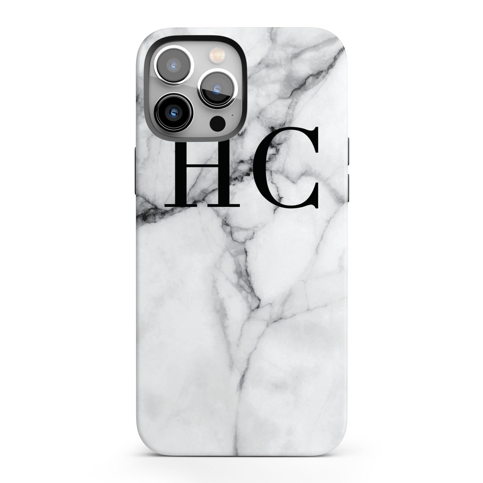 Personalised Marble Effect Initials Monogram iPhone 13 Pro Max Full Wrap 3D Tough Case