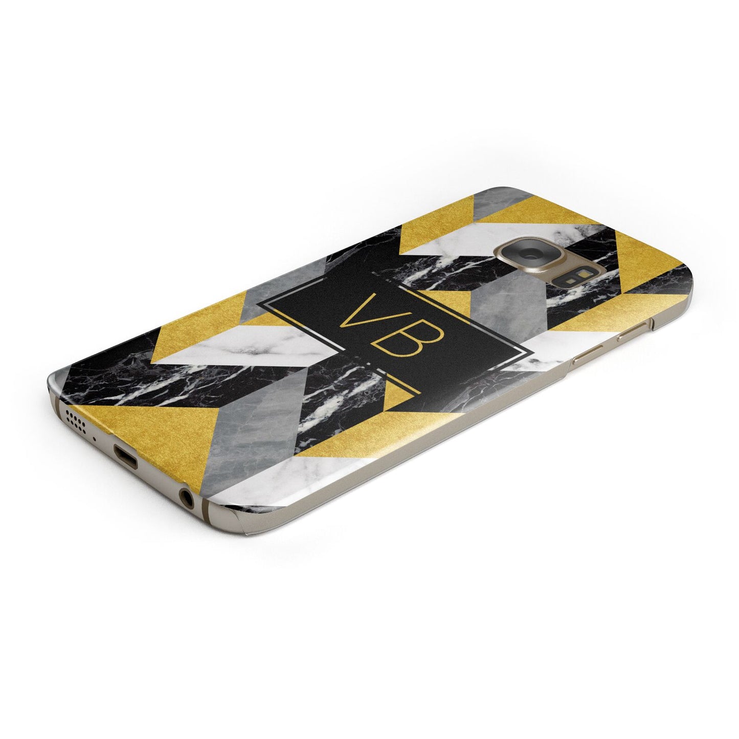 Personalised Marble Effect Initials Protective Samsung Galaxy Case Angled Image