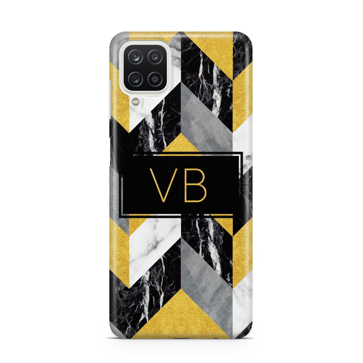 Personalised Marble Effect Initials Samsung A12 Case