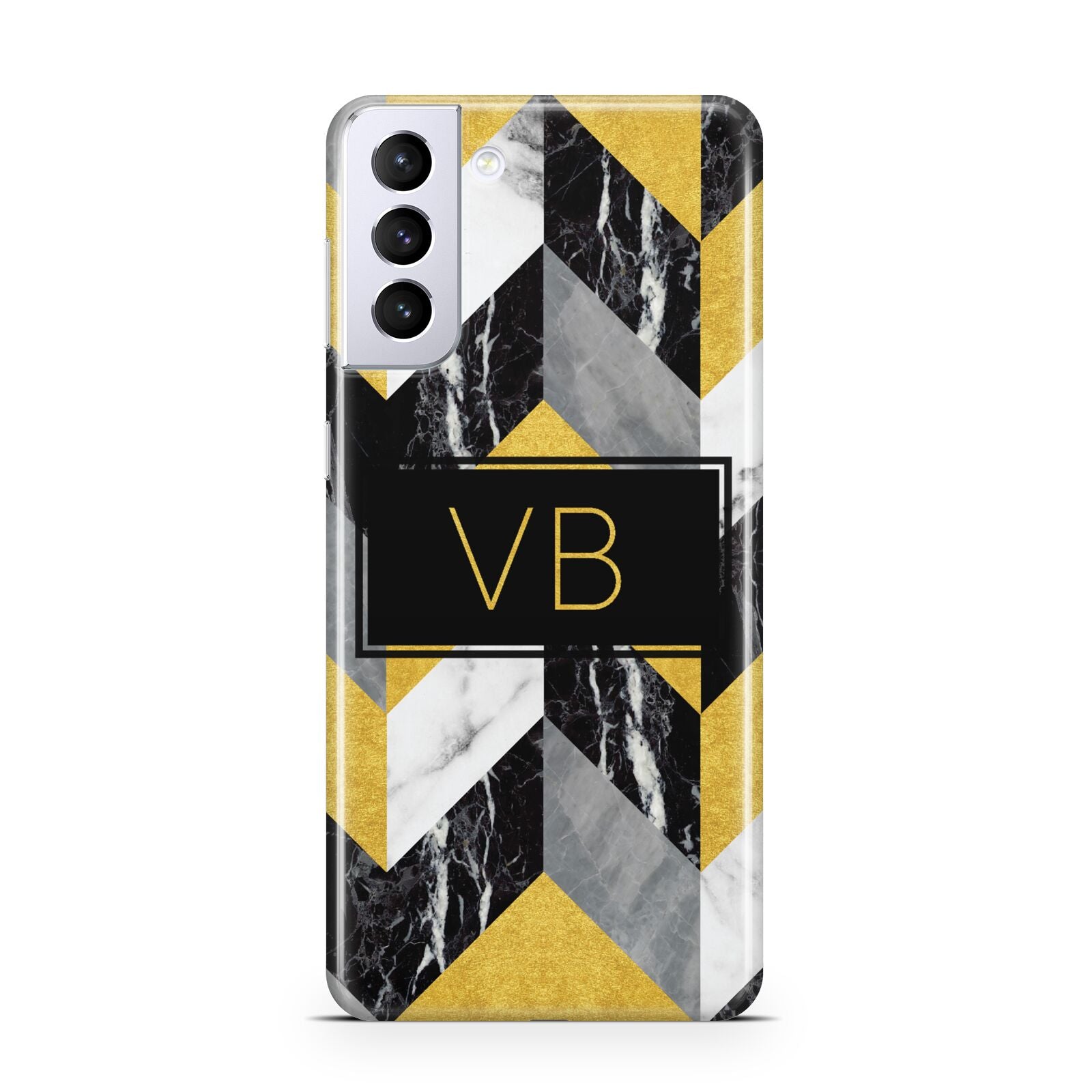 Personalised Marble Effect Initials Samsung S21 Plus Case