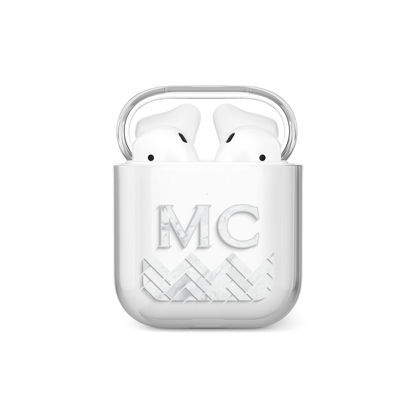 Personalised Marble Herringbone Clear AirPods Case