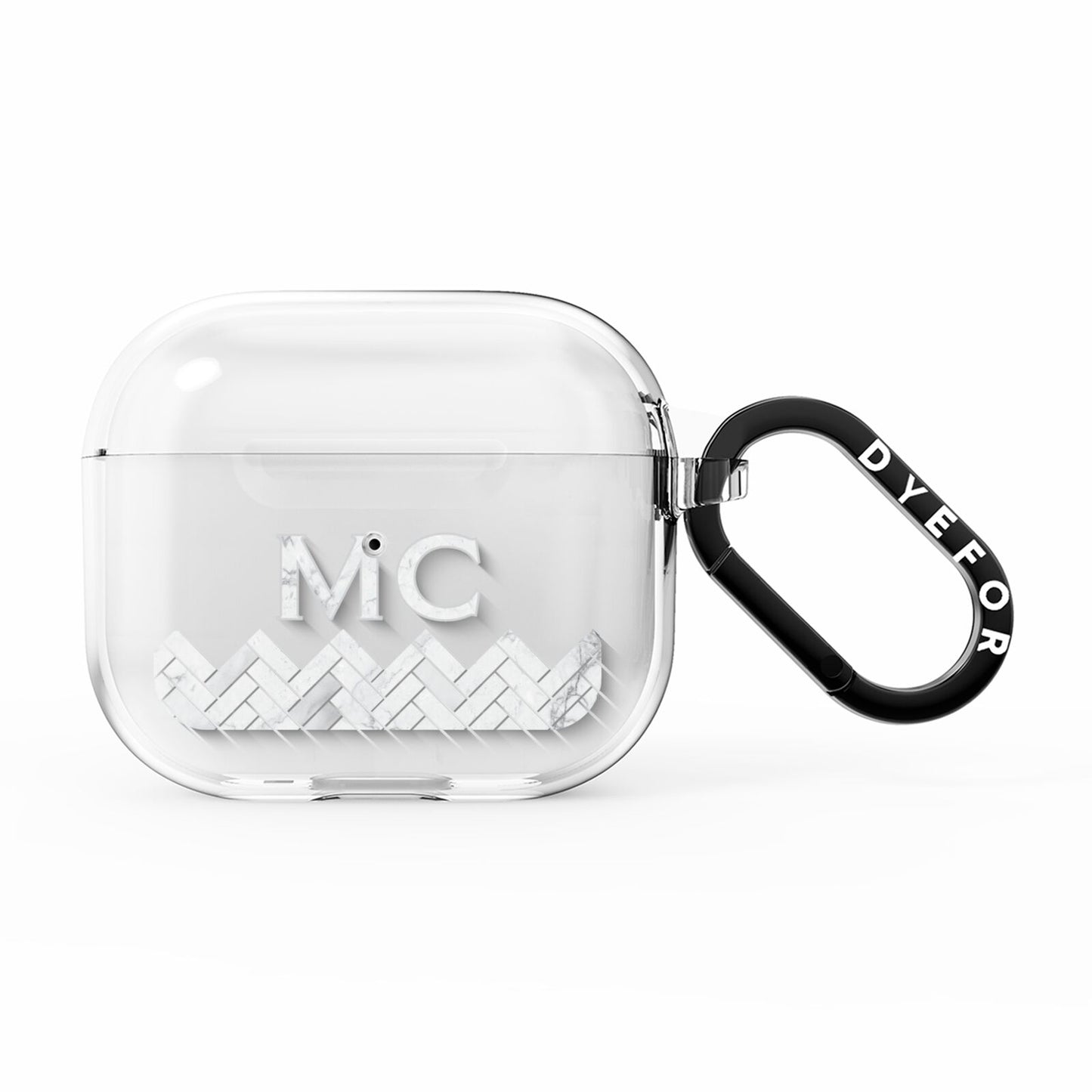 Personalised Marble Herringbone Clear AirPods Clear Case 3rd Gen