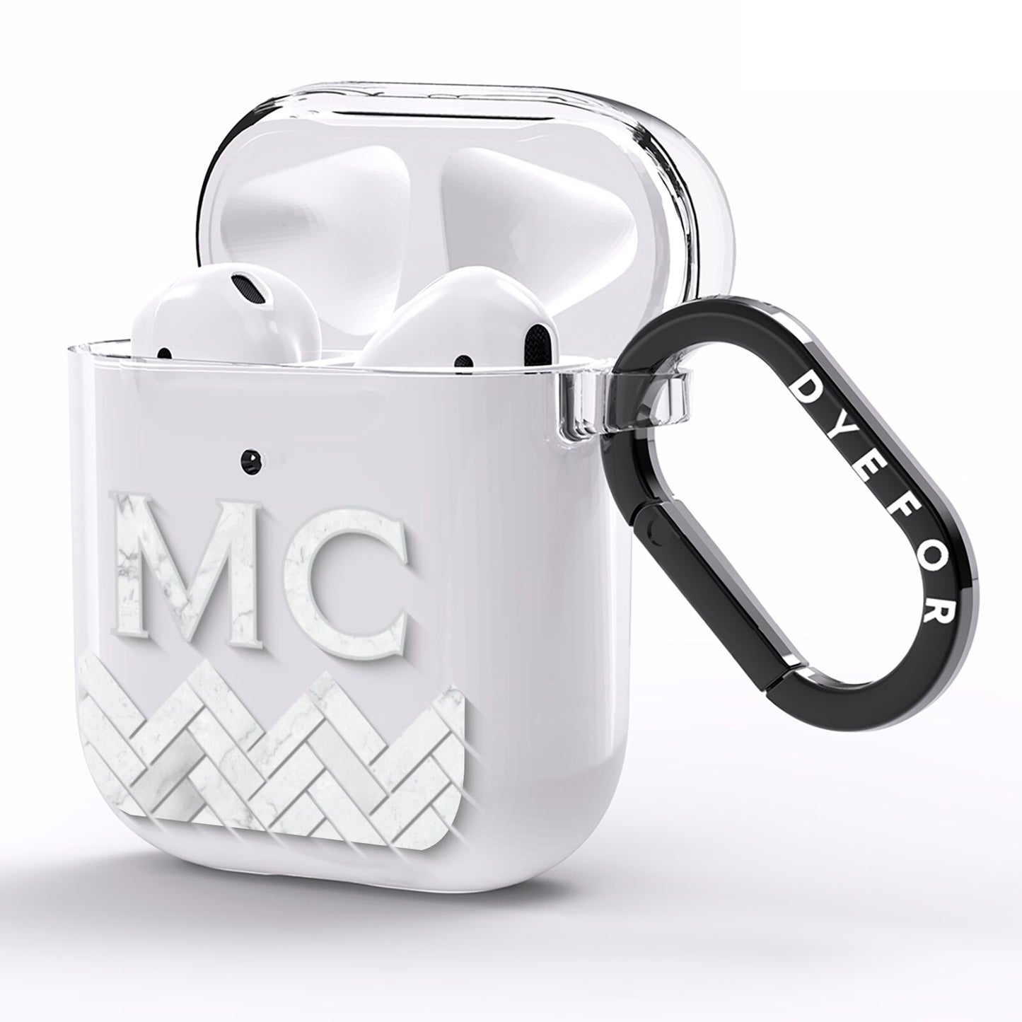 Personalised Marble Herringbone Clear AirPods Clear Case Side Image