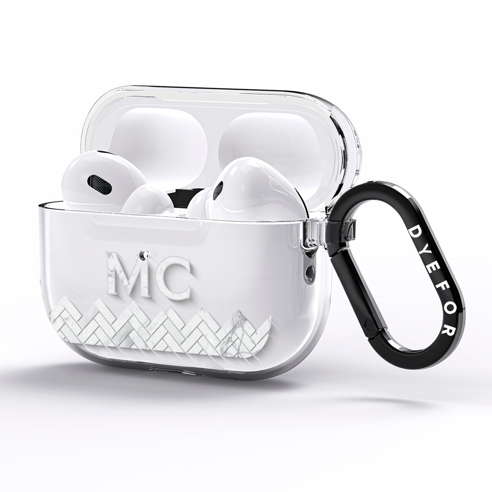 Personalised Marble Herringbone Clear AirPods Pro Clear Case Side Image