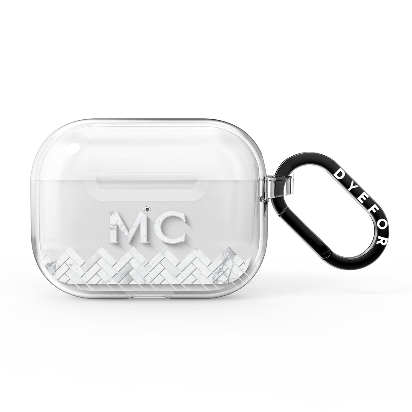 Personalised Marble Herringbone Clear AirPods Pro Clear Case