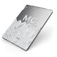 Personalised Marble Herringbone Clear Apple iPad Case on Grey iPad Side View