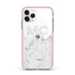 Personalised Marble Herringbone Clear Apple iPhone 11 Pro in Silver with Pink Impact Case