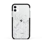 Personalised Marble Herringbone Clear Apple iPhone 11 in White with Black Impact Case