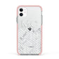 Personalised Marble Herringbone Clear Apple iPhone 11 in White with Pink Impact Case