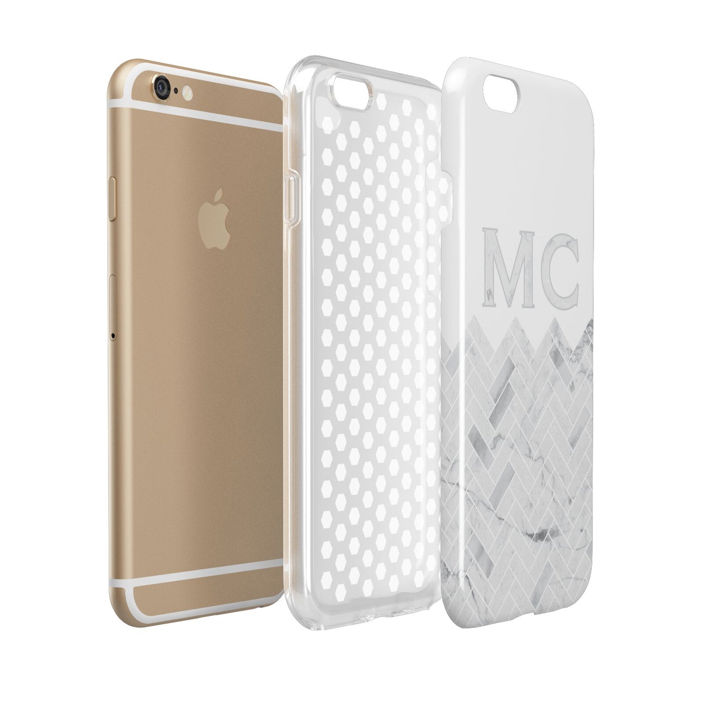Personalised Marble Herringbone Clear Apple iPhone 6 3D Tough Case Expanded view