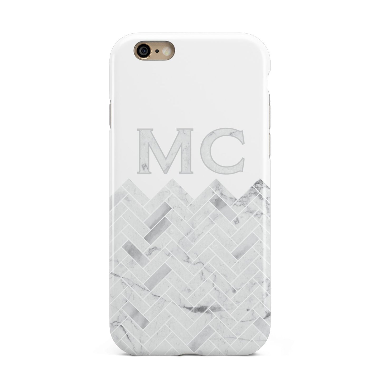 Personalised Marble Herringbone Clear Apple iPhone 6 3D Tough Case