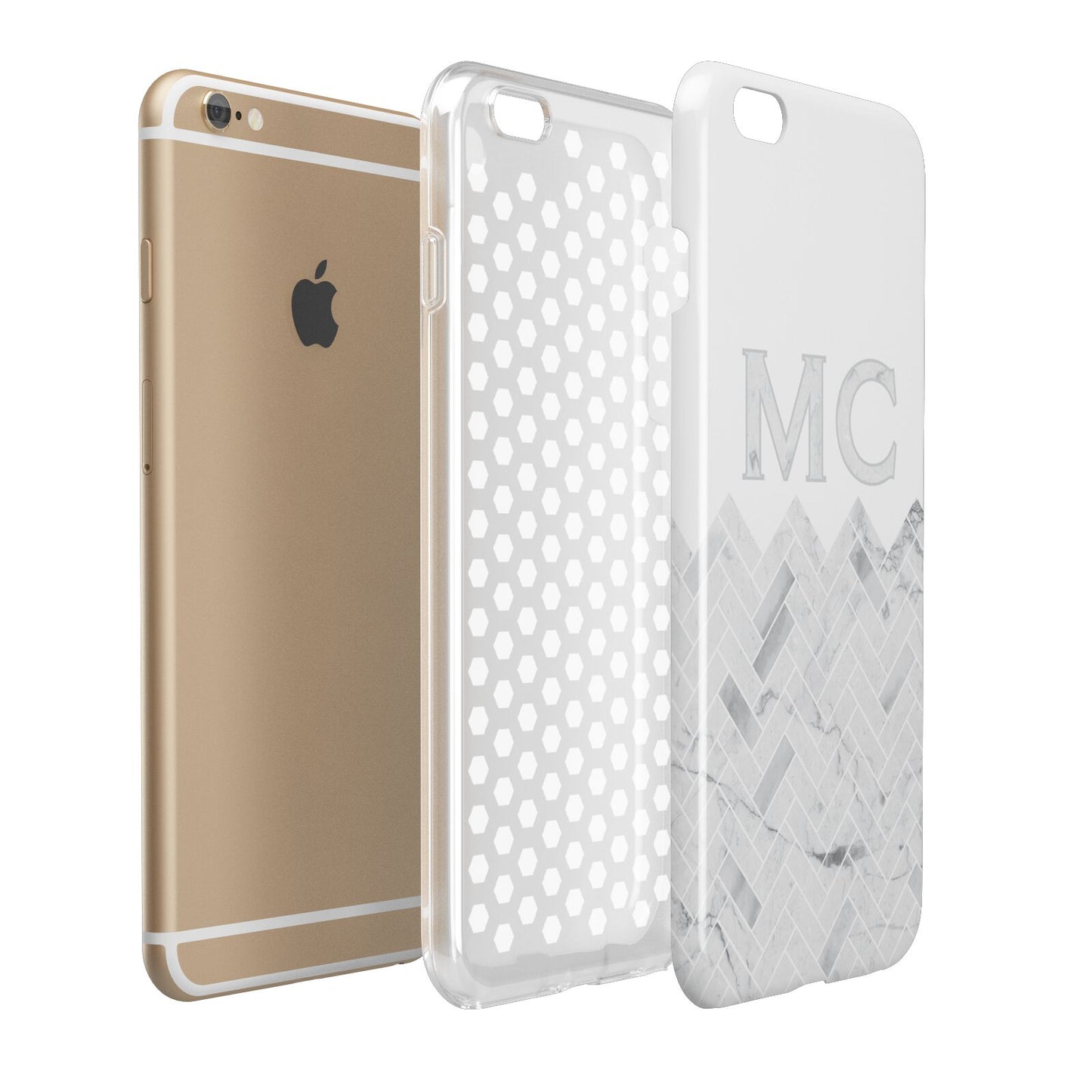 Personalised Marble Herringbone Clear Apple iPhone 6 Plus 3D Tough Case Expand Detail Image