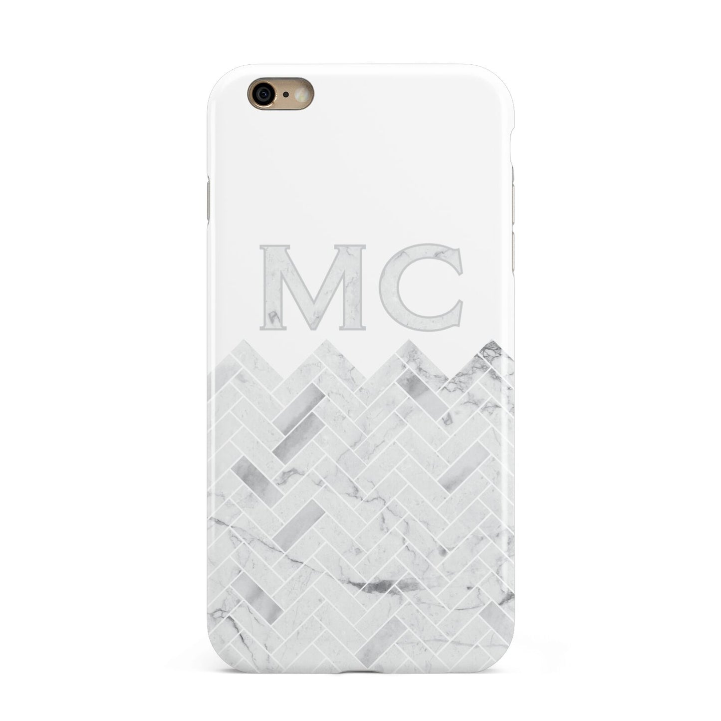 Personalised Marble Herringbone Clear Apple iPhone 6 Plus 3D Tough Case