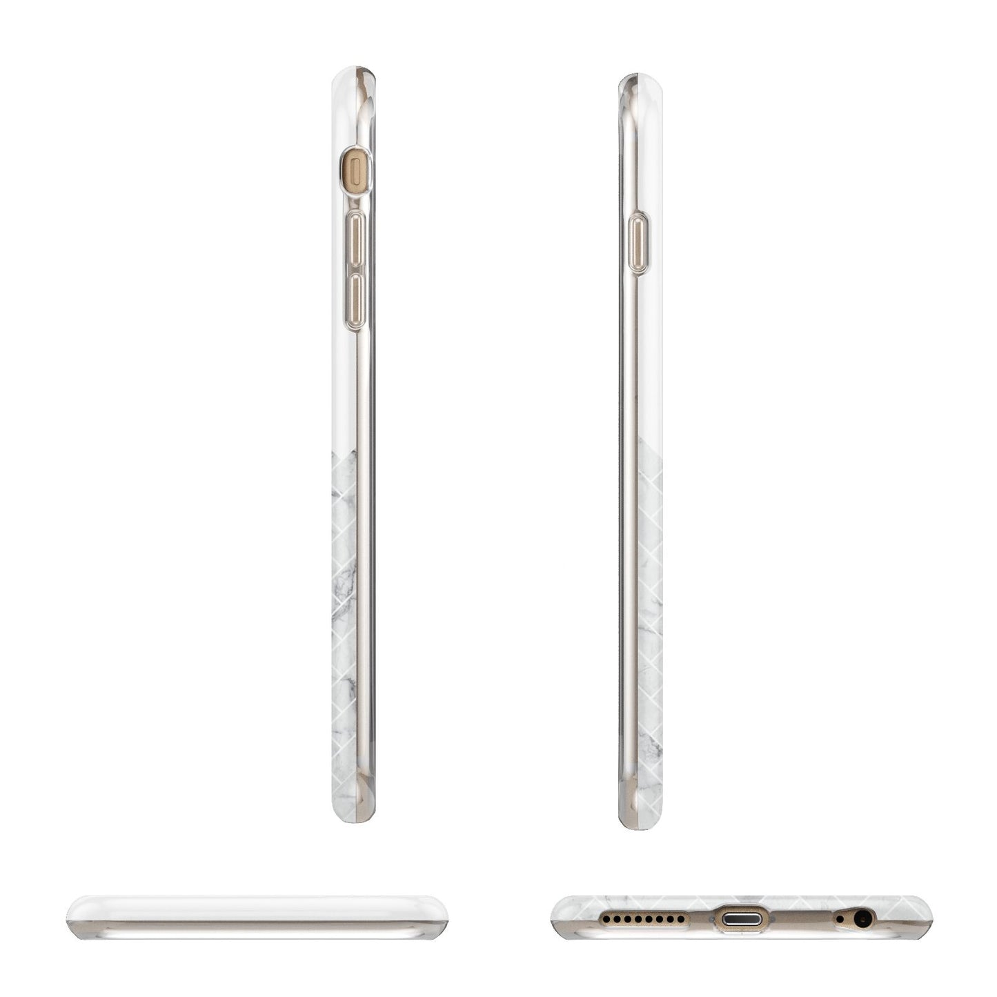 Personalised Marble Herringbone Clear Apple iPhone 6 Plus 3D Wrap Tough Case Alternative Image Angles