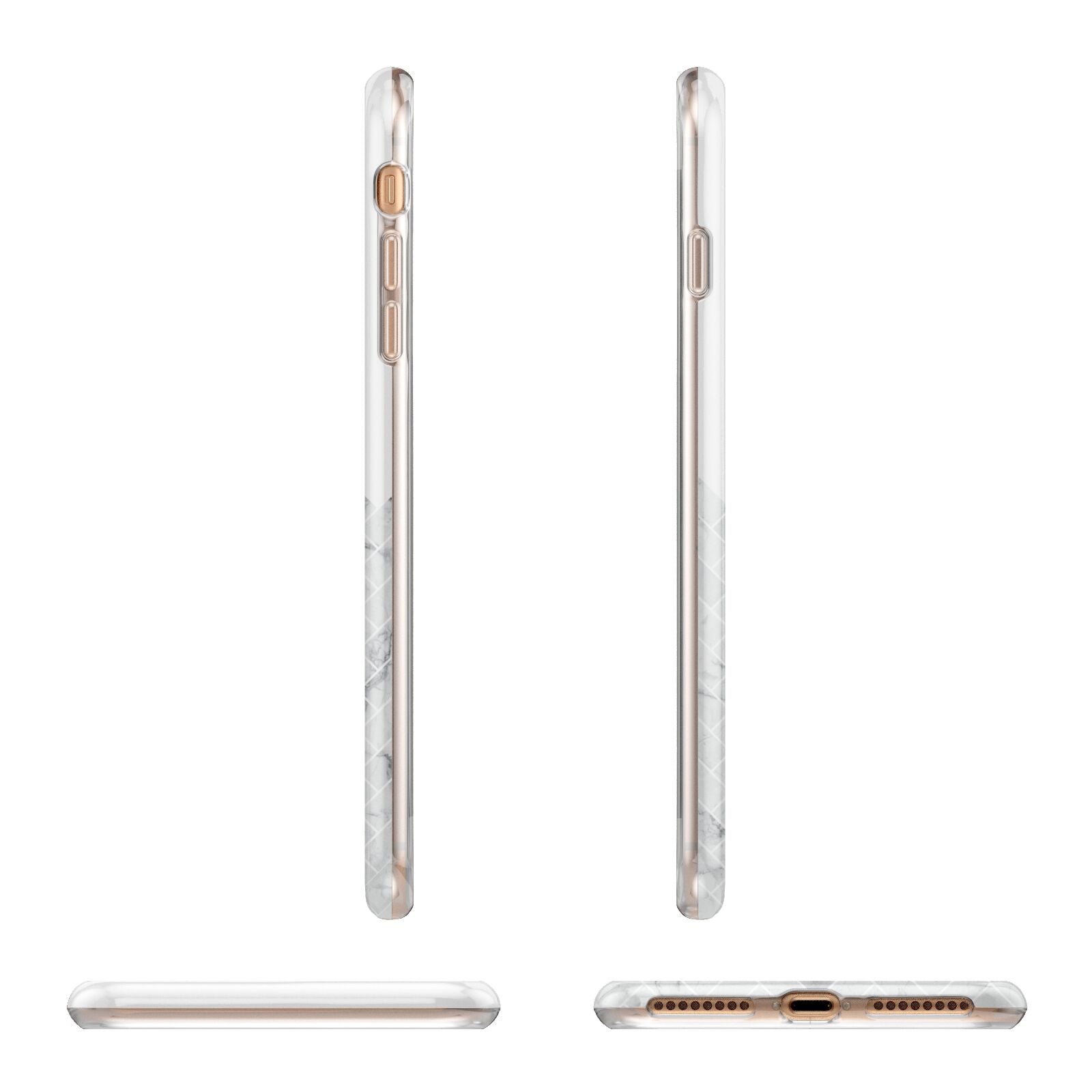 Personalised Marble Herringbone Clear Apple iPhone 7 8 Plus 3D Wrap Tough Case Alternative Image Angles