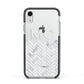 Personalised Marble Herringbone Clear Apple iPhone XR Impact Case Black Edge on Silver Phone